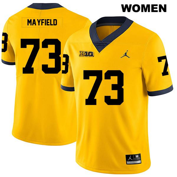 Women's NCAA Michigan Wolverines Jalen Mayfield #73 Yellow Jordan Brand Authentic Stitched Legend Football College Jersey BK25F14ID